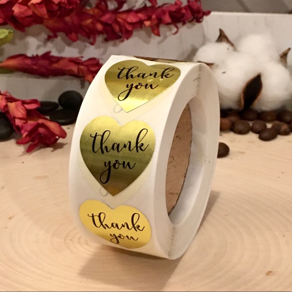 Other - 500 Thank You Gold Foil Heart Stickers PRICE FIRM